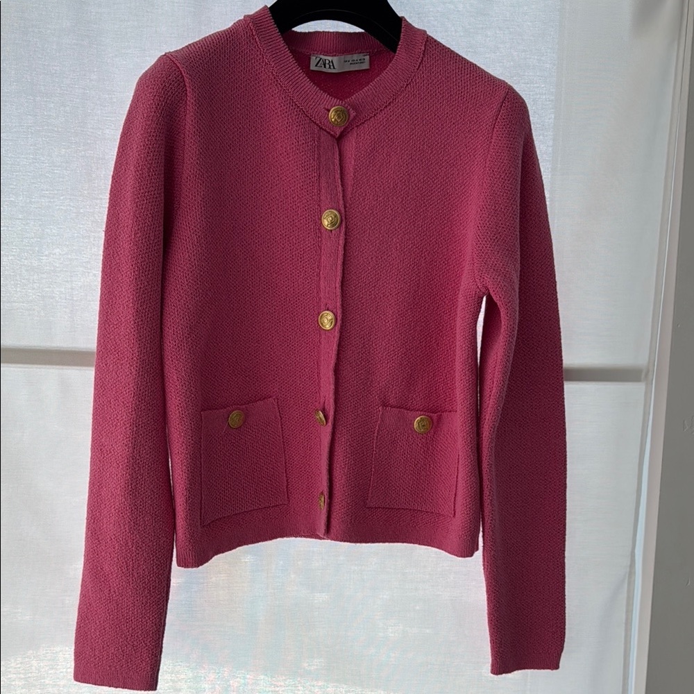 Zara Pink Cardigan with Gold Button